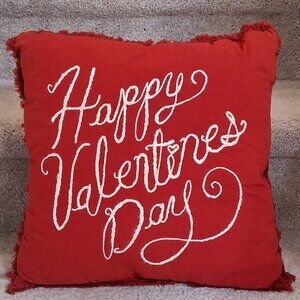 Celebrate Together "Happy Valentine's Day" Red Embroidered Throw Pillow